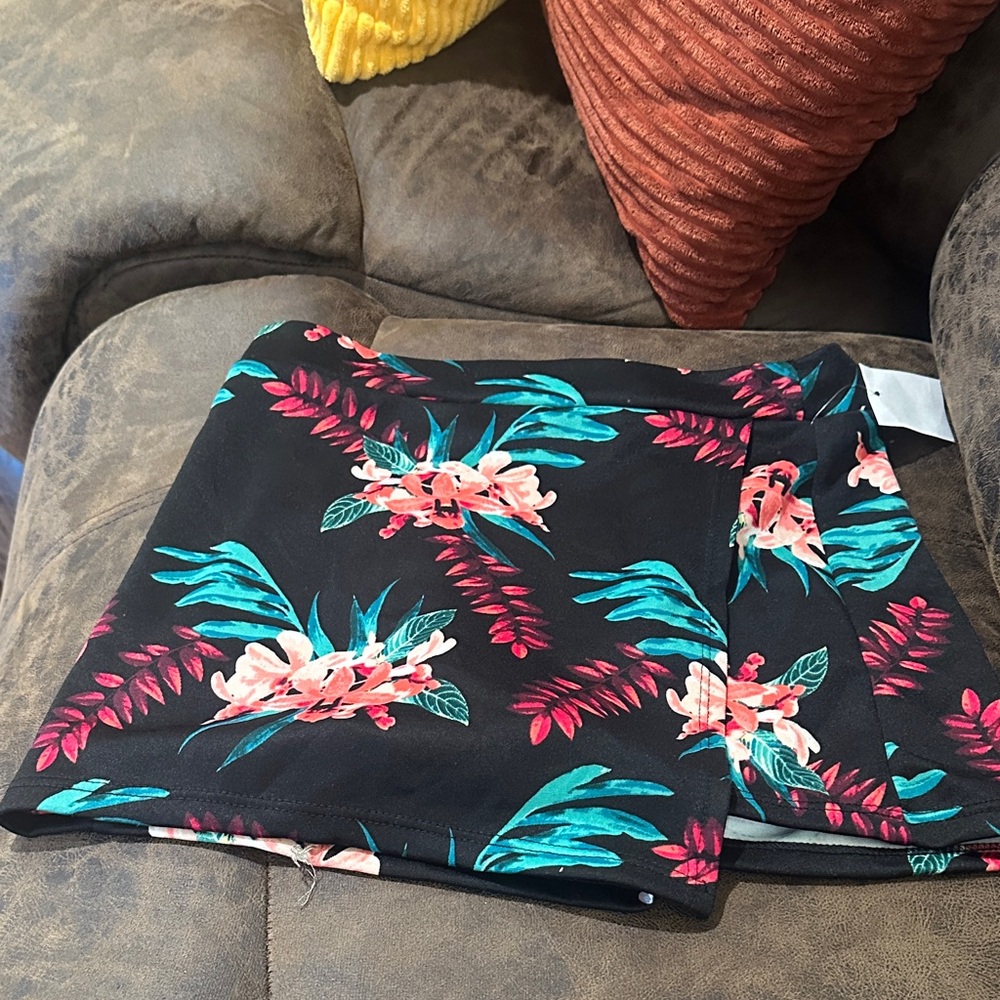 Floral Black Skirt
